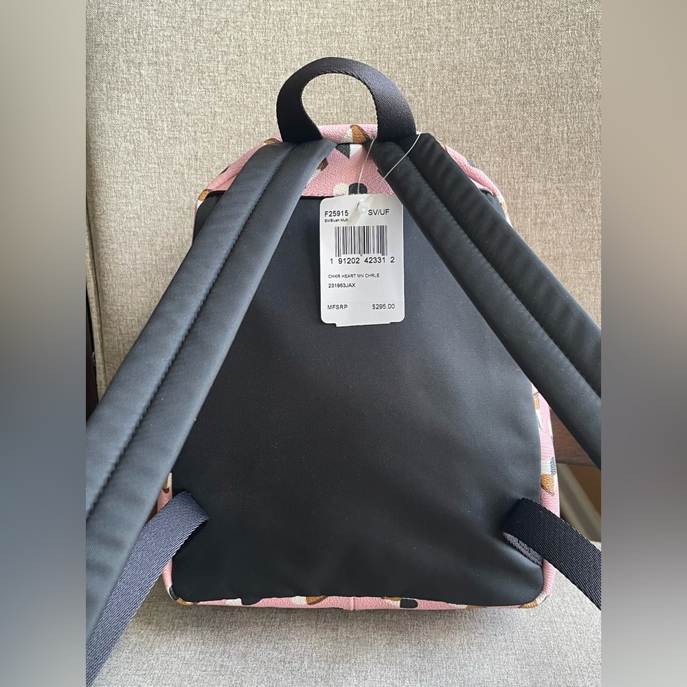 NWT！COACH MINI CHARLIE BACKPACK WITH CHECKER HEART PRINT (COACH F25915) - Picture 4 of 12